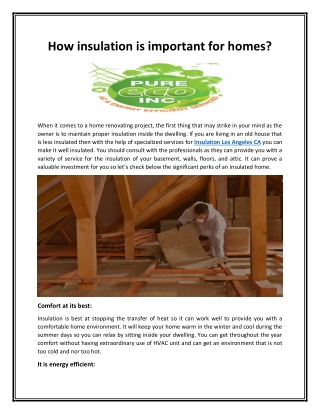 How insulation is important for homes