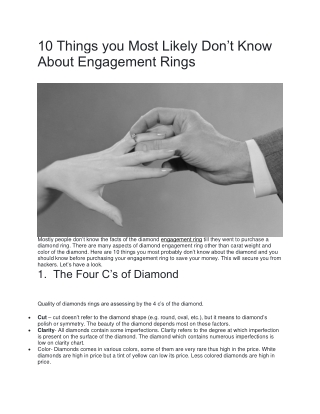 10 Things you Most Likely Don’t Know About Engagement Rings