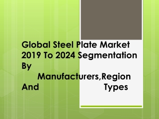 Global Steel Plate Market 2019 To 2024 Segmentation By      	Manufacturers,Region And Types