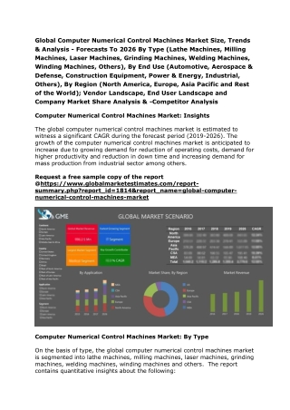 Global Computer Numerical Control Machines Market Size, Trends & Analysis - Forecasts To 2026