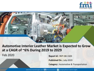 Automotive Interior Leather Market Growing at 6% CAGR to 2029 Scrutinized in New Research 2019 - 2029