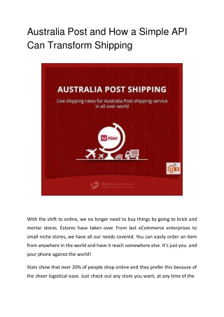 Australia post and how a simple api can transform shipping