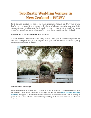 Top Rustic Wedding Venues in New Zealand - WCWV