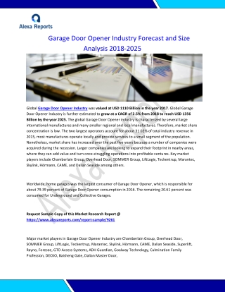 Garage Door Opener Industry Forecast and Size Analysis 2018-2025