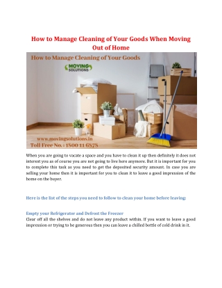 How to Manage Cleaning of Your Goods When Moving Out of Home