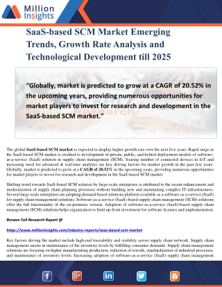 SaaS-based SCM Market Emerging Trends, Growth Rate Analysis and Technological Development till 2025