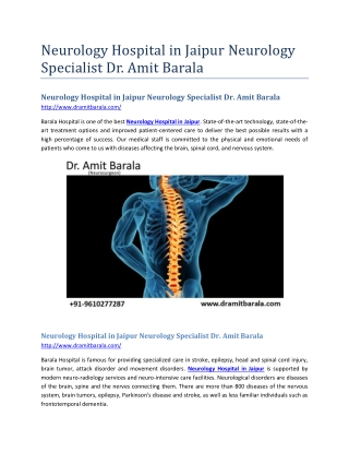 Neurology Hospital in Jaipur Neurology Specialist Dr. Amit Barala