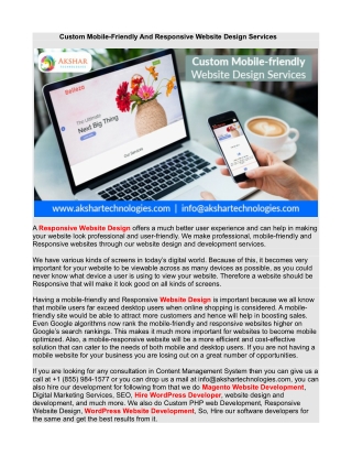 Custom Mobile-Friendly And Responsive Website Design Services