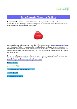 Buy Generic Stendra Online