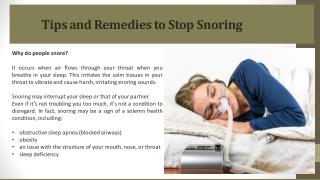Tips and Remedies to Stop Snoring