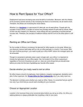 How to Rent Space for Your Office?