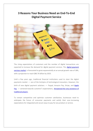 3 Reasons Your Business Need an End-To-End Digital Payment Service