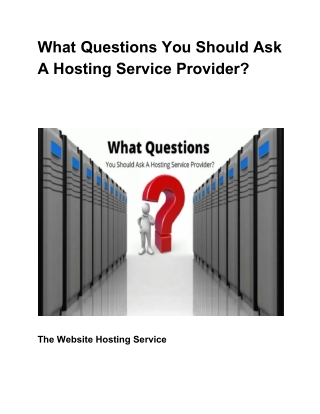 What Questions You Should Ask A Hosting Service Provider?
