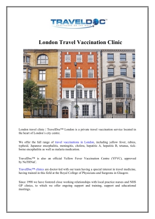 London Travel Vaccination Clinic