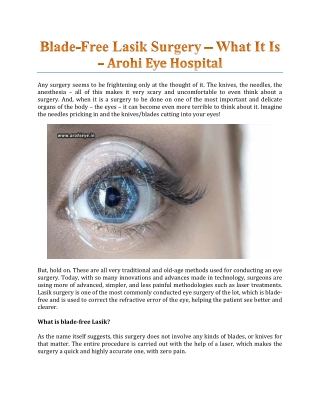 Blade-Free Lasik Surgery – What It Is - Arohi Eye Hospital