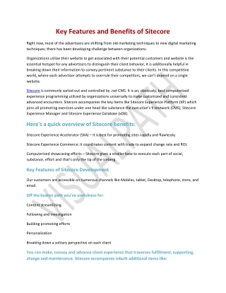 Key Features and Benefits of sitecore