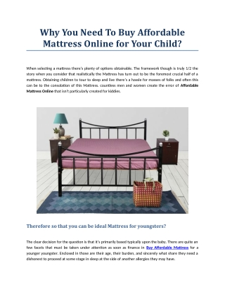 Why You Need To Buy Affordable Mattress Online for Your Child?