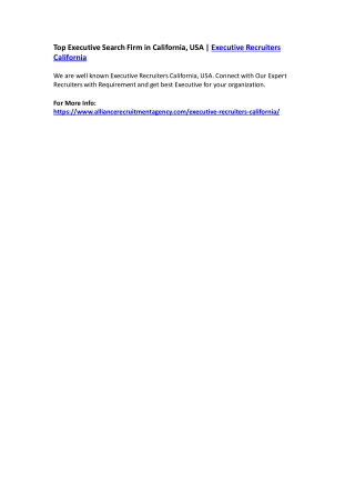Top Executive Search Firm in California, USA | Executive Recruiters California