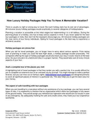 How Luxury Holiday Packages Help You To Have A Memorable Vacation?