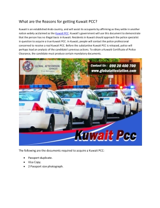 What are the Reasons for getting Kuwait PCC?