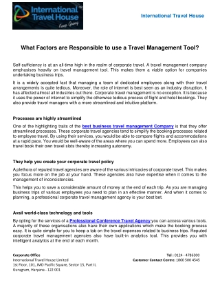 What Factors are Responsible to use a Travel Management Tool?