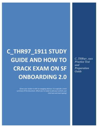 C_THR97_1911 Study Guide and How to Crack Exam on SF Onboarding 2.0