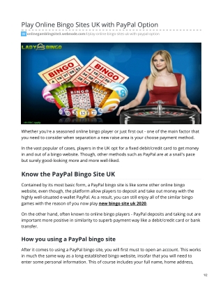 Play Online Bingo Sites UK with PayPal Option