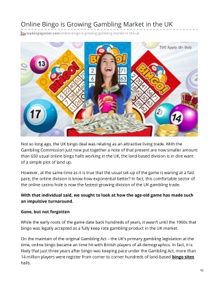 Online Bingo is Growing Gambling Market in the UK