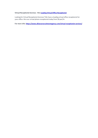 Virtual Receptionist Services - Hire Leading Virtual Office Receptionist
