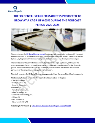 3D Dental Scanner industry based on the type, application, and region. The report also analyzes factors such as drivers