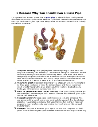 5 Reasons Why You Should Own a Glass Pipe