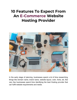10 Features To Expect From An E-Commerce Website Hosting Provider