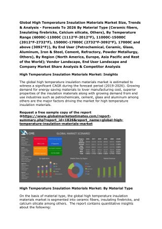 Global High Temperature Insulation Materials Market Size, Trends & Analysis - Forecasts To 2026