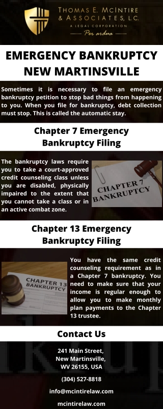 EMERGENCY BANKRUPTCY NEW MARTINSVILLE