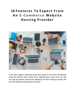 10 Features To Expect From An E-Commerce Website Hosting Provider