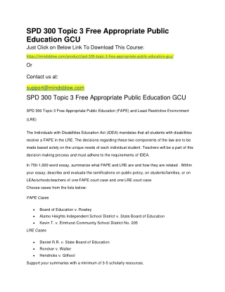 SPD 300 Topic 3 Free Appropriate Public Education GCU