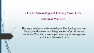 7 Clear Advantages of Having Your Own Business Website