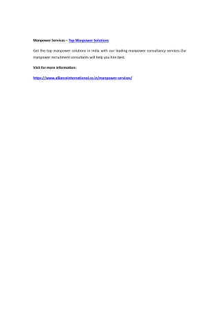 Manpower Services – Top Manpower Solutions