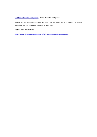 Best Admin Recruitment Agencies – Office Recruitment Agencies