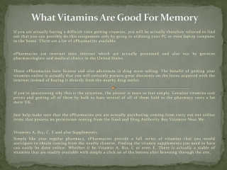 What Vitamins Are Good For Memory