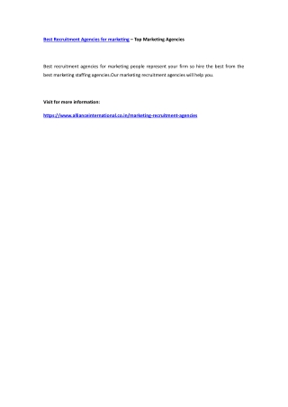 Best Recruitment Agencies for marketing – Top Marketing Agencies