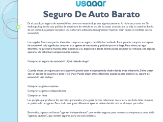 Seguro De Auto Barato