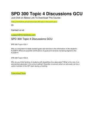 SPD 300 Topic 4 Discussions GCU