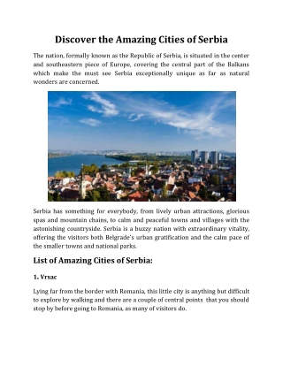 Discover the Amazing Cities of Serbia