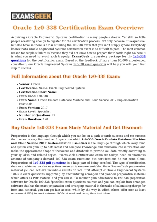 Oracle Engineered Systems 1z0-338 Oracle Exam Dumps