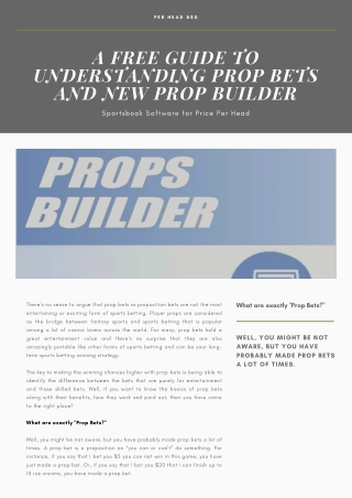 Per Head BSS: A Free Guide To Understanding Prop Bets And New Prop Builder