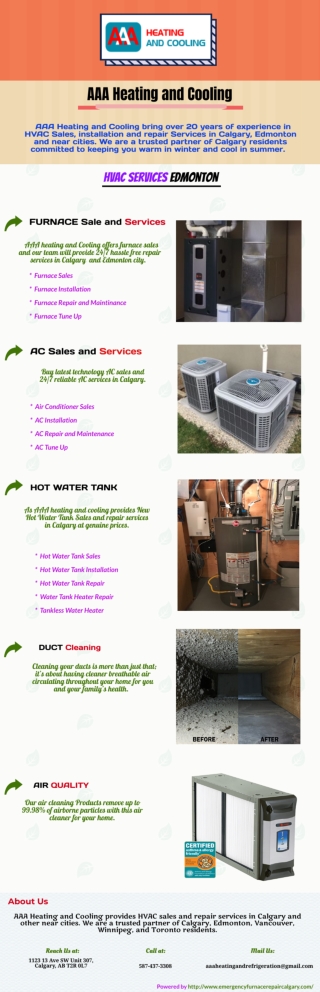 Reliable and Trusted HVAC and furnace Sales and Repair services in Edmonton