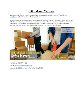 Office Movers Maryland