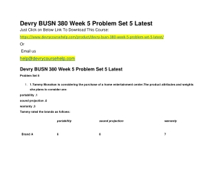 Devry BUSN 380 Week 5 Problem Set 5 Latest