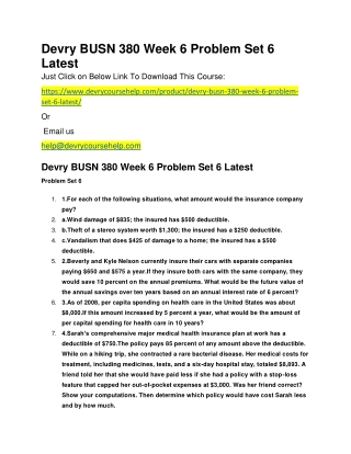 Devry BUSN 380 Week 6 Problem Set 6 Latest